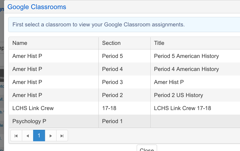 import assignments from google classroom to aeries