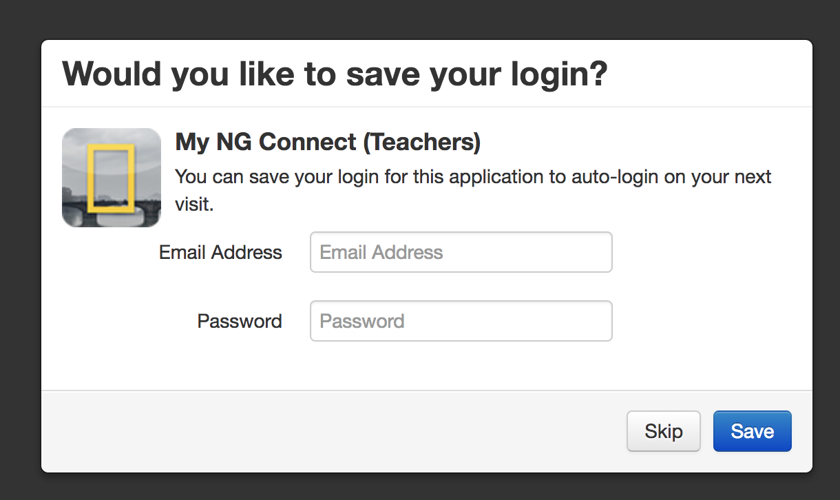 Saving your password / Signing in automatically