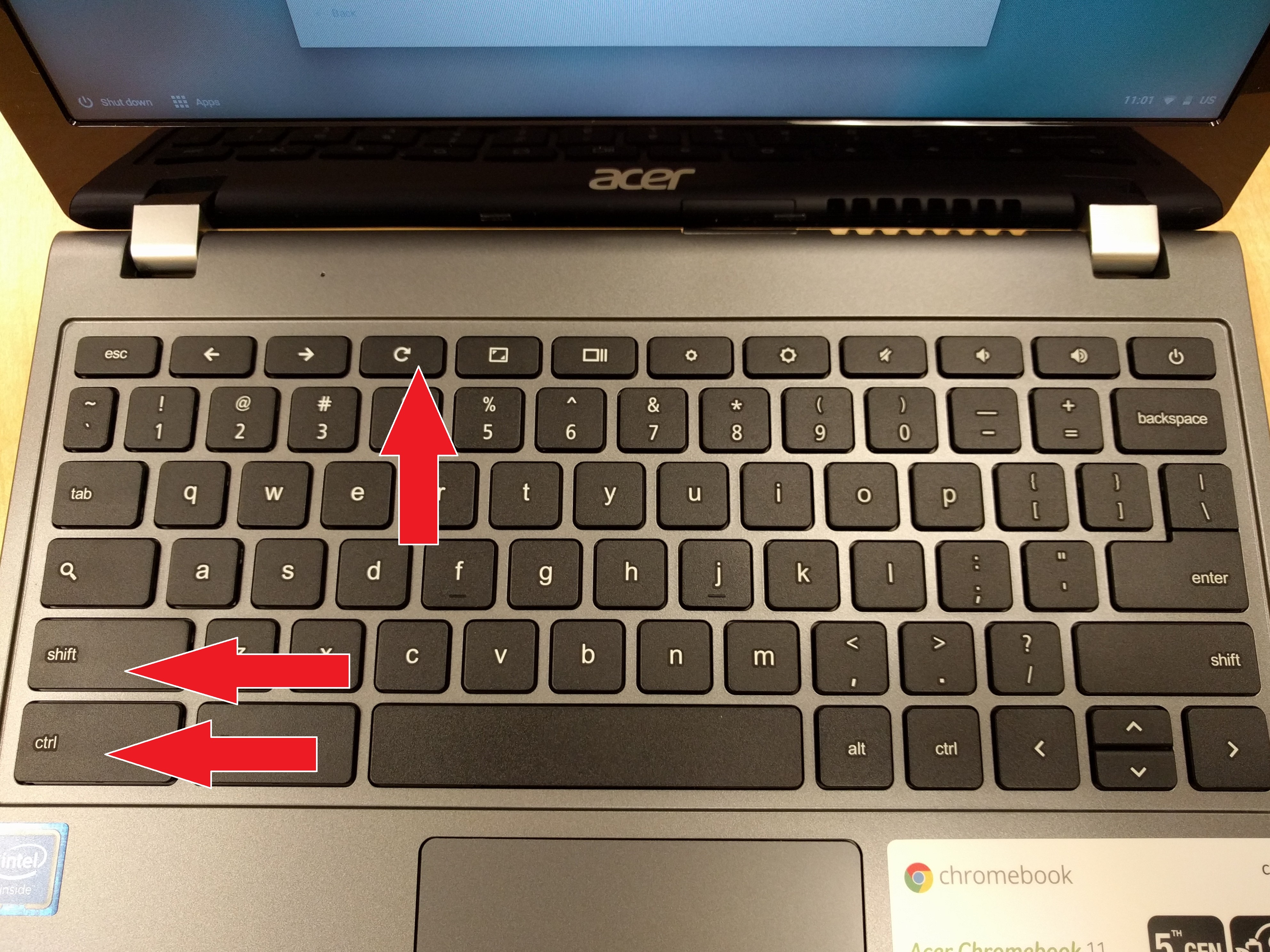 Change an Acer Chromebook screen from sideways display back to